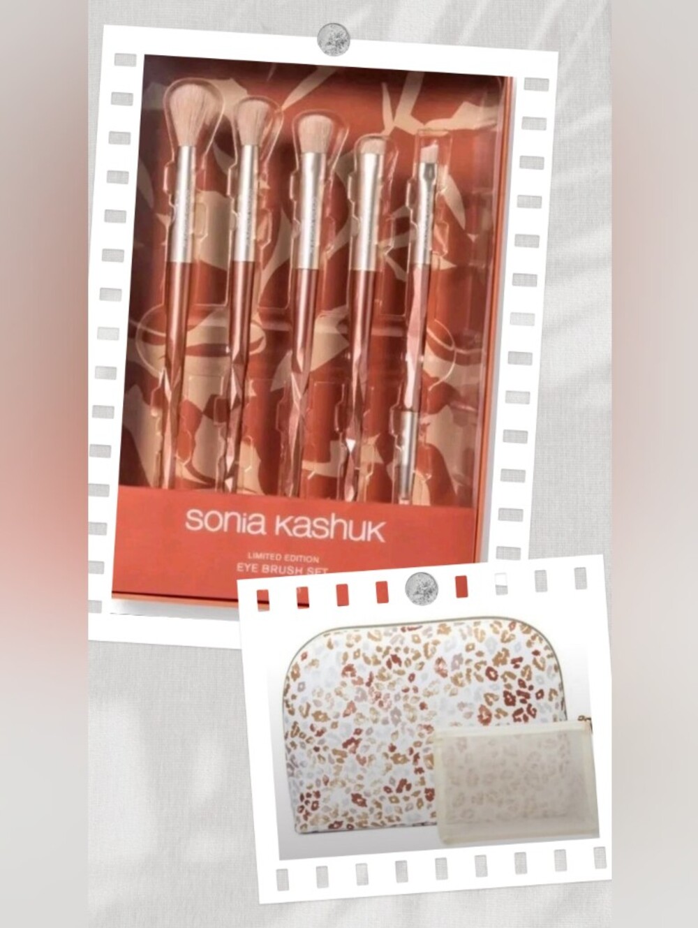 Sonia Kashuk-3pcBundle " Leopard 🐆 Print Cosmetic Pouch Set 🤍🤎 Brush Set